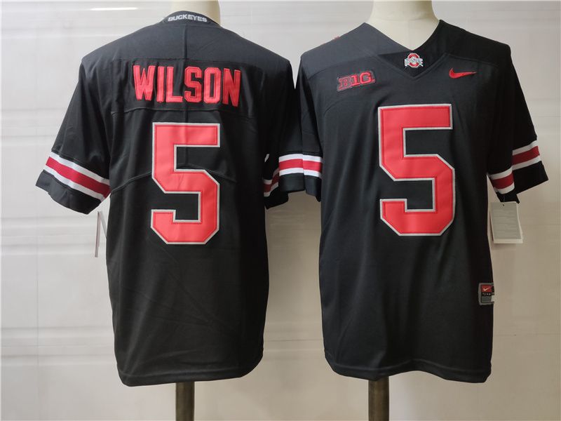 Men Ohio State Buckeyes #5 Wilson Black Nike 2025 NCAA Jersey->ncaa teams->NCAA Jersey